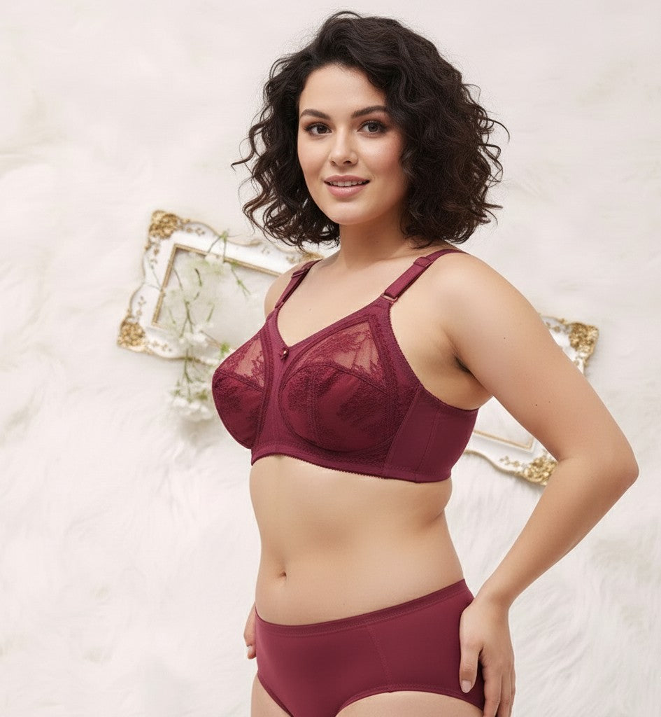 Doreen |Women's Full Coverage Non-Padded Lace Comfort Bra