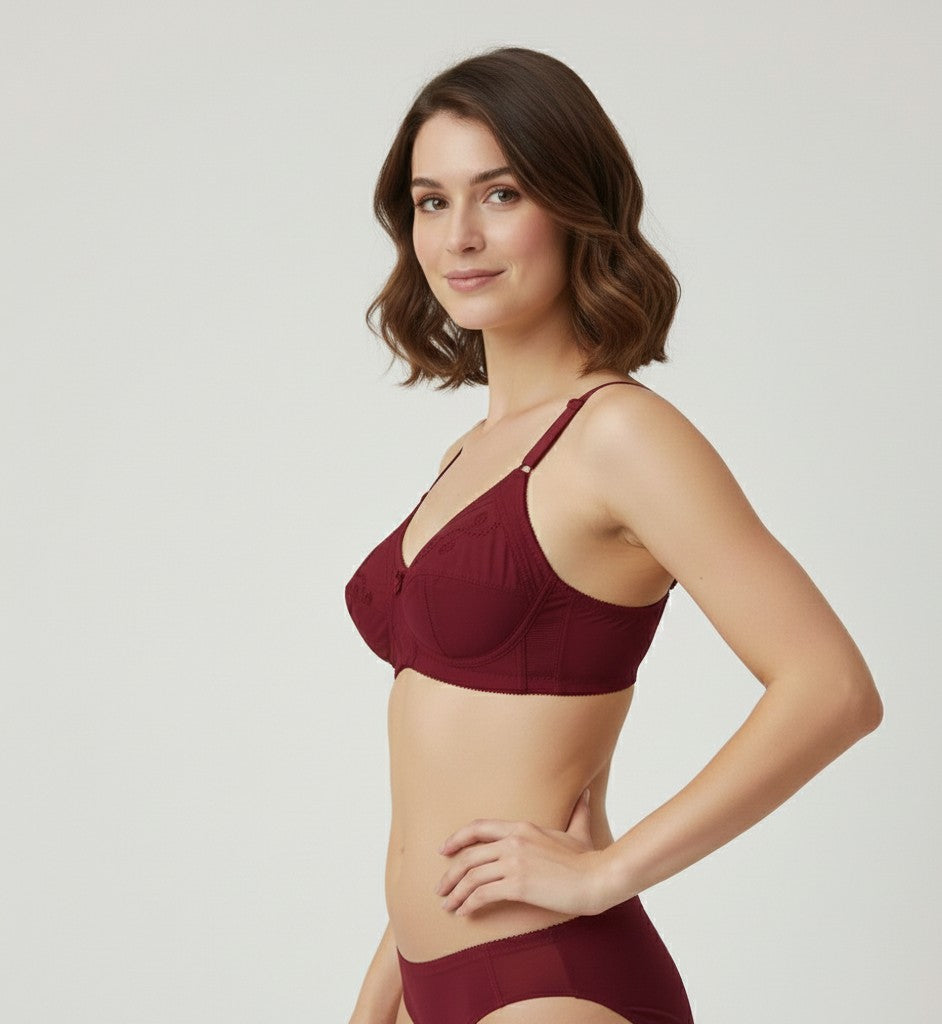 Seamless Comfort Cotton Bra | Wire-Free, Full Coverage Everyday Essential"