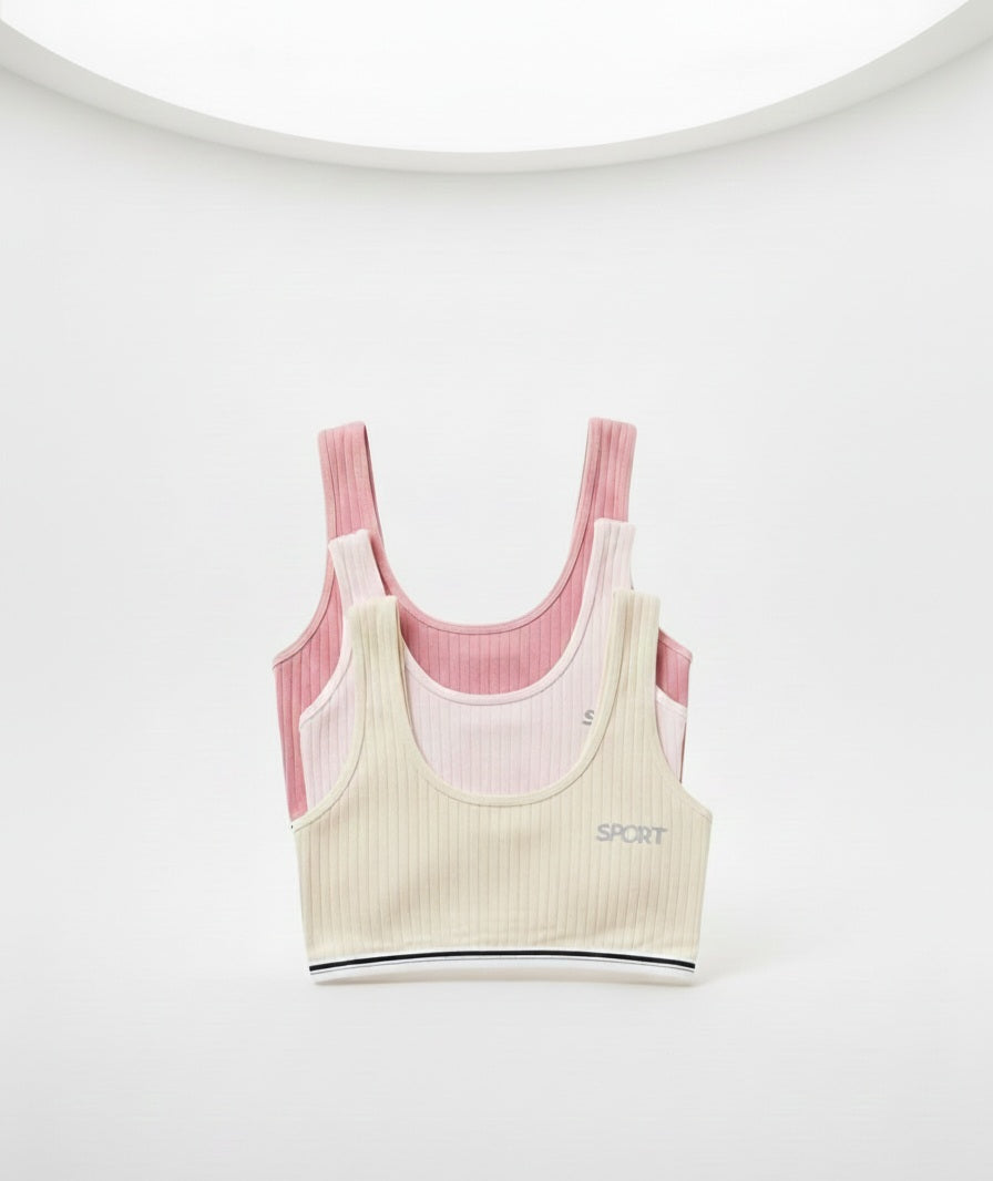 Pack of 3 | Ribbed Seamless "SPORT" Bralette