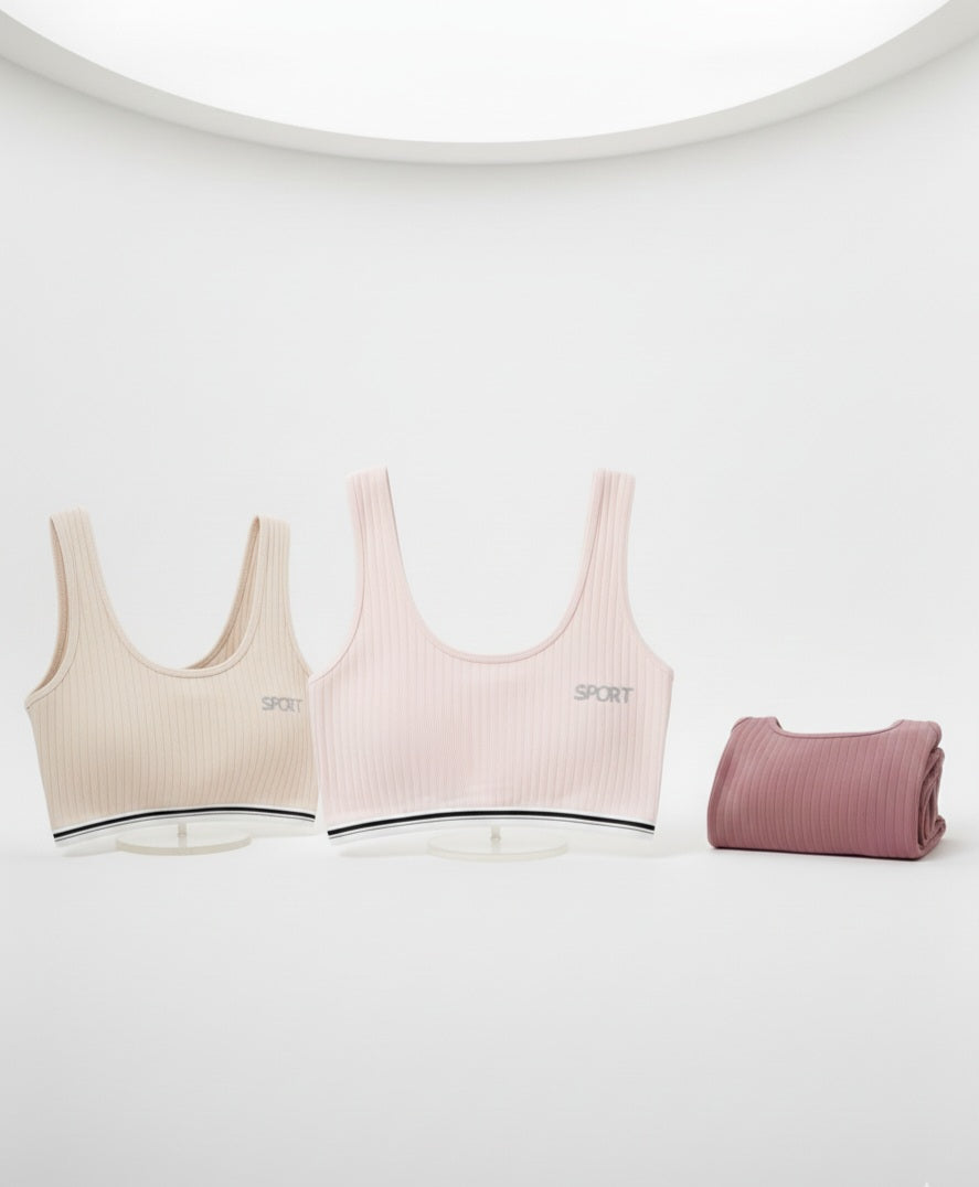 Pack of 3 | Ribbed Seamless "SPORT" Bralette