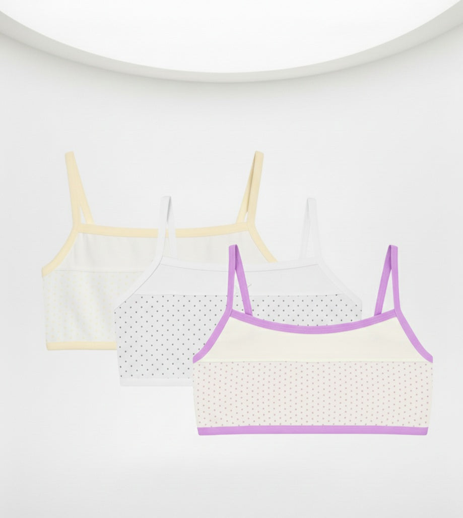 Pack Of 3|Spaghetti Strap Polka Dot Bralette