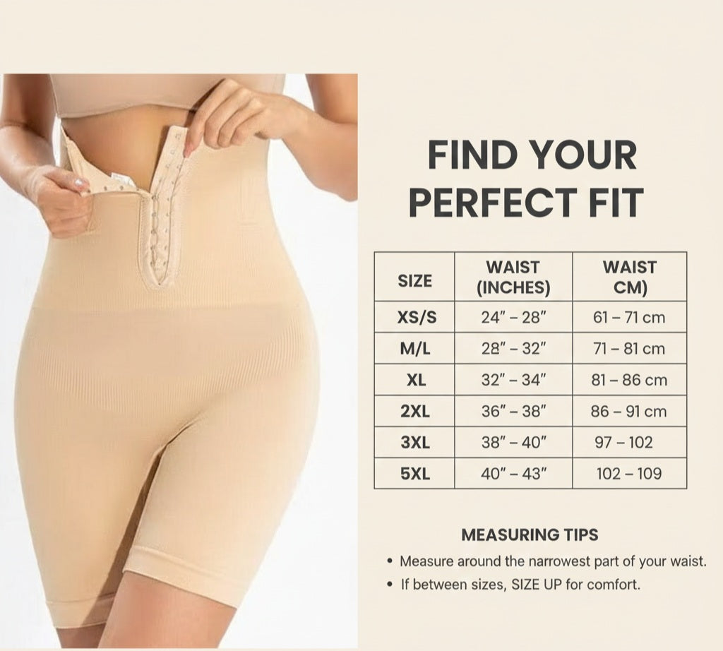 High-Waist Hook-and-Eye Sculpting Shapewear Shorts