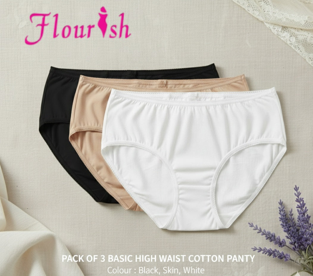 Flourish Pack of 3 Essential Breathable Cotton Panties