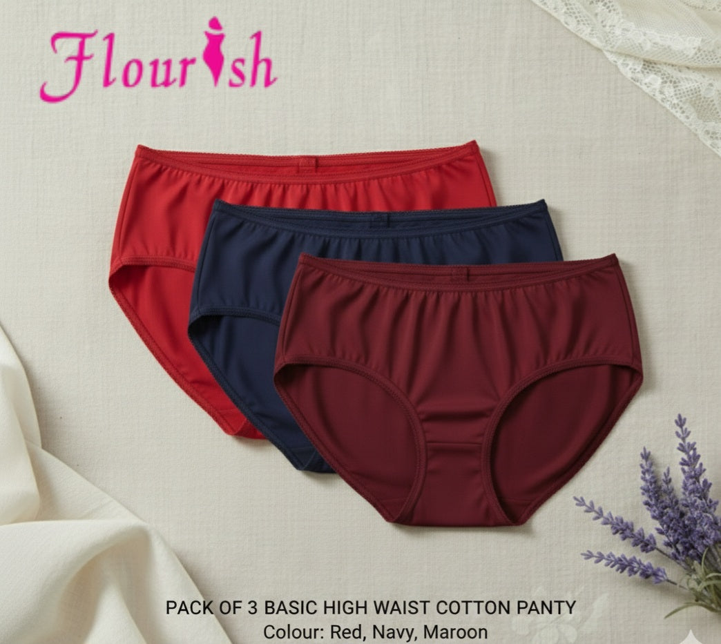 Flourish Pack of 3 Essential Breathable Cotton Panties