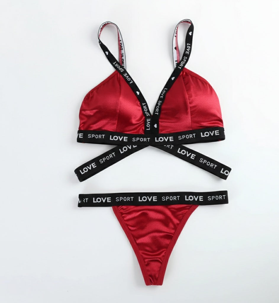 Aura Sport-Chic Satin Lingerie Set | Wrap-Front Design