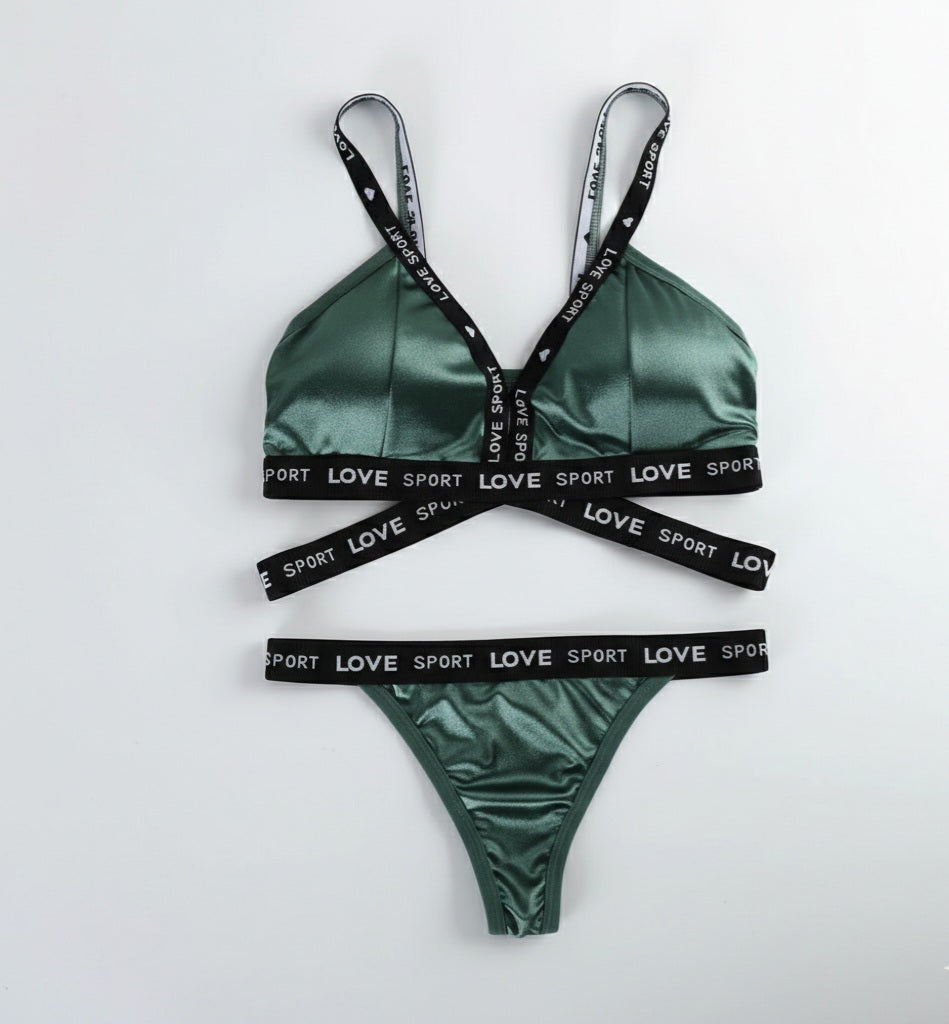 Aura Sport-Chic Satin Lingerie Set | Wrap-Front Design