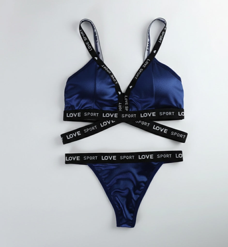 Aura Sport-Chic Satin Lingerie Set | Wrap-Front Design