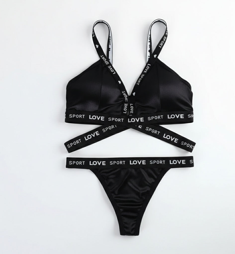 Aura Sport-Chic Satin Lingerie Set | Wrap-Front Design