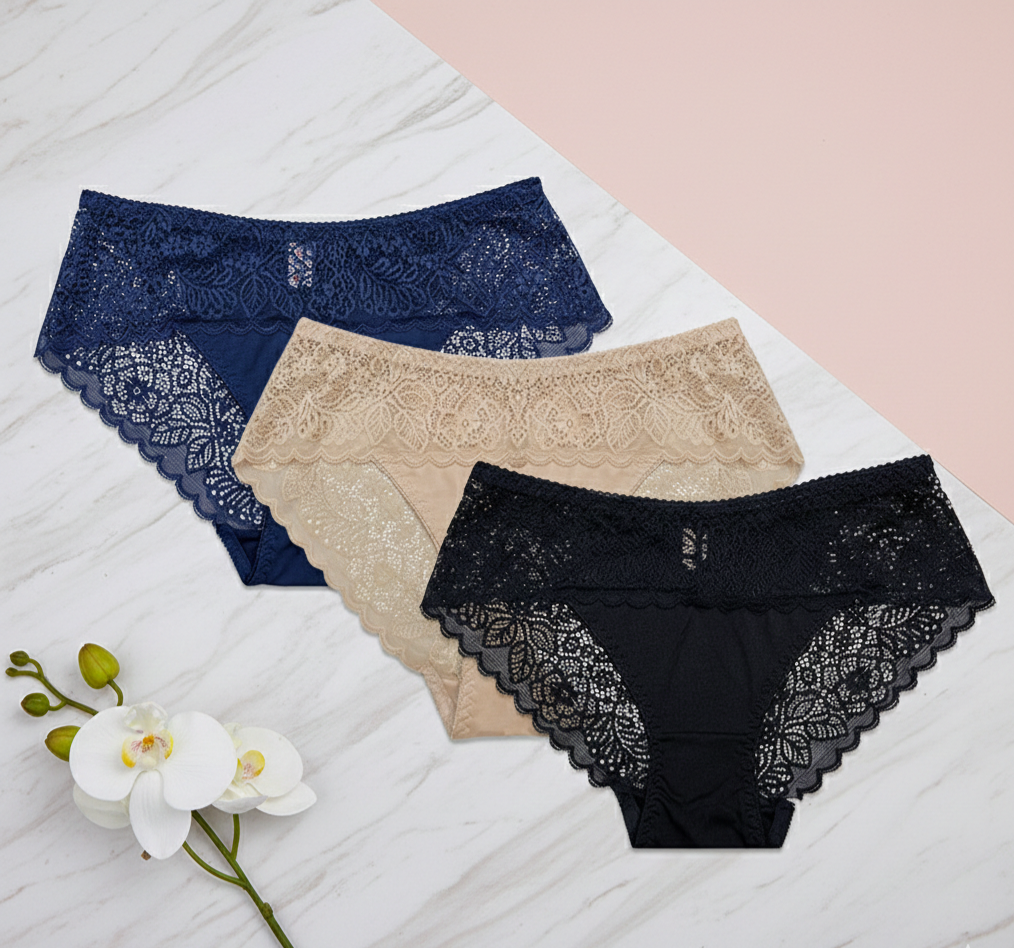 Luxe Floral Lace & Cotton Comfort Mid-Rise Panties