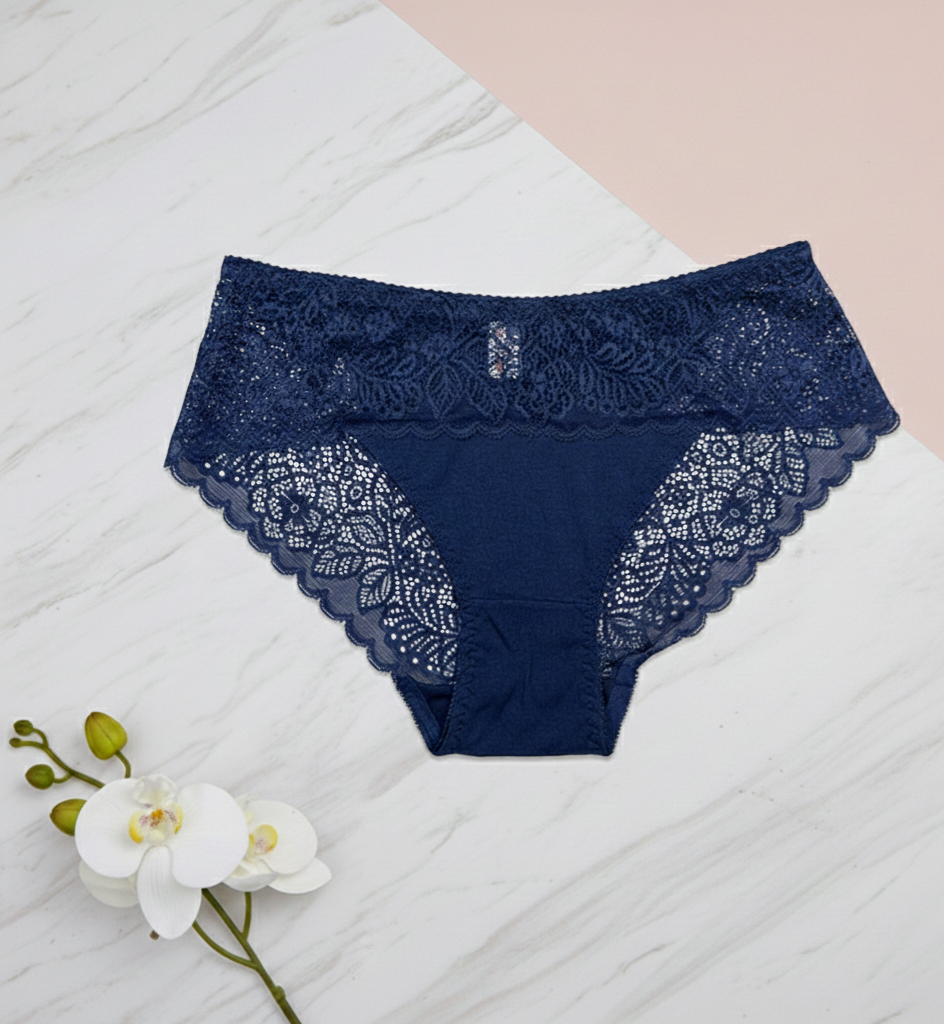 Luxe Floral Lace & Cotton Comfort Mid-Rise Panties