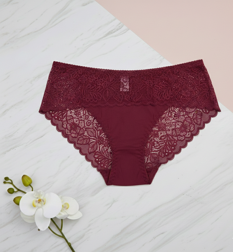 Luxe Floral Lace & Cotton Comfort Mid-Rise Panties