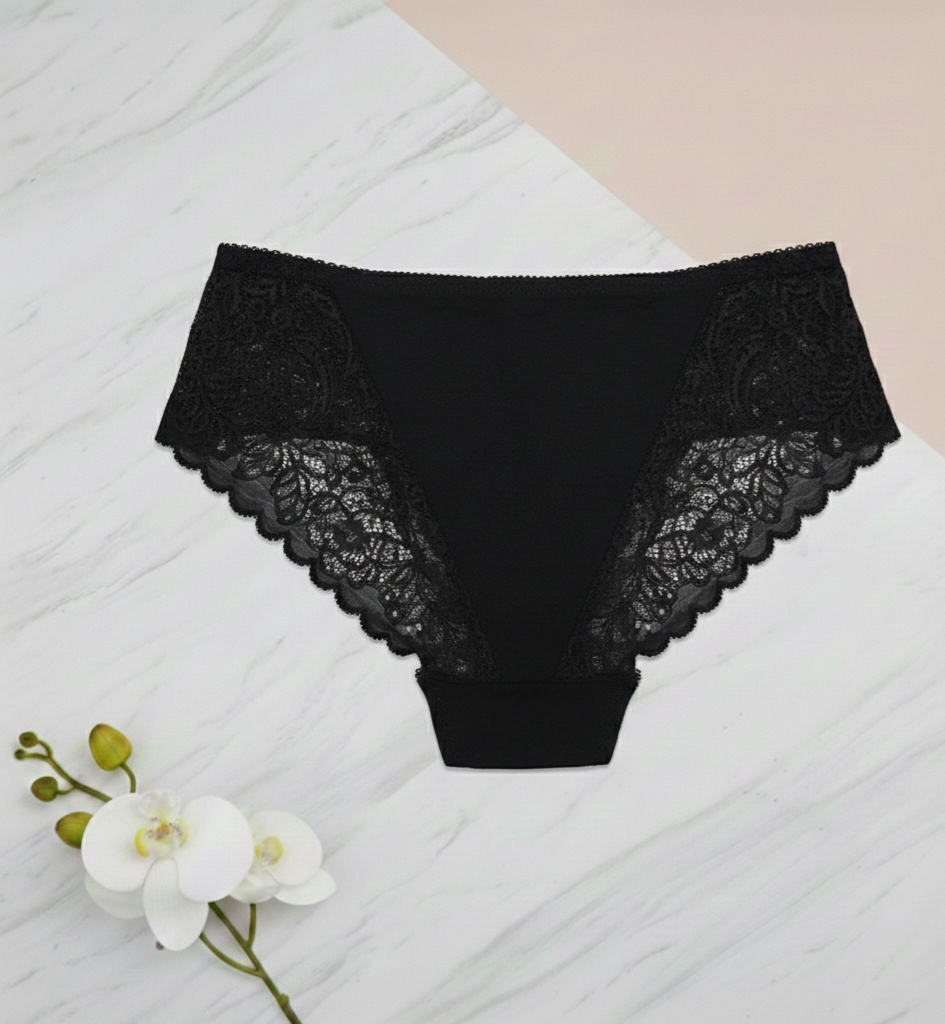 Luxe Floral Lace & Cotton Comfort Mid-Rise Panties