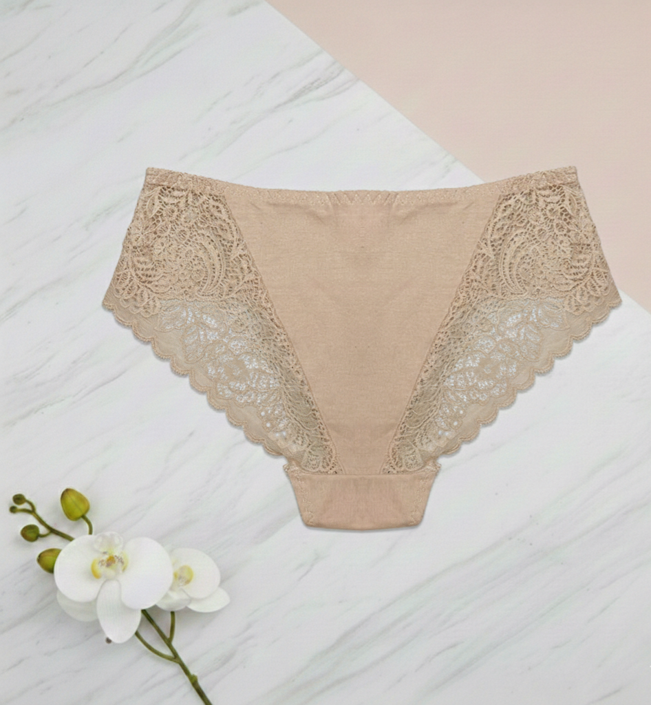 Luxe Floral Lace & Cotton Comfort Mid-Rise Panties