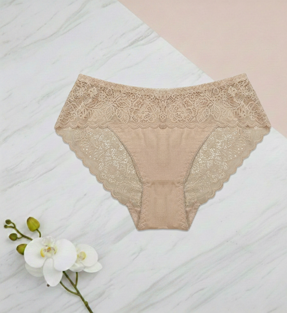 Luxe Floral Lace & Cotton Comfort Mid-Rise Panties