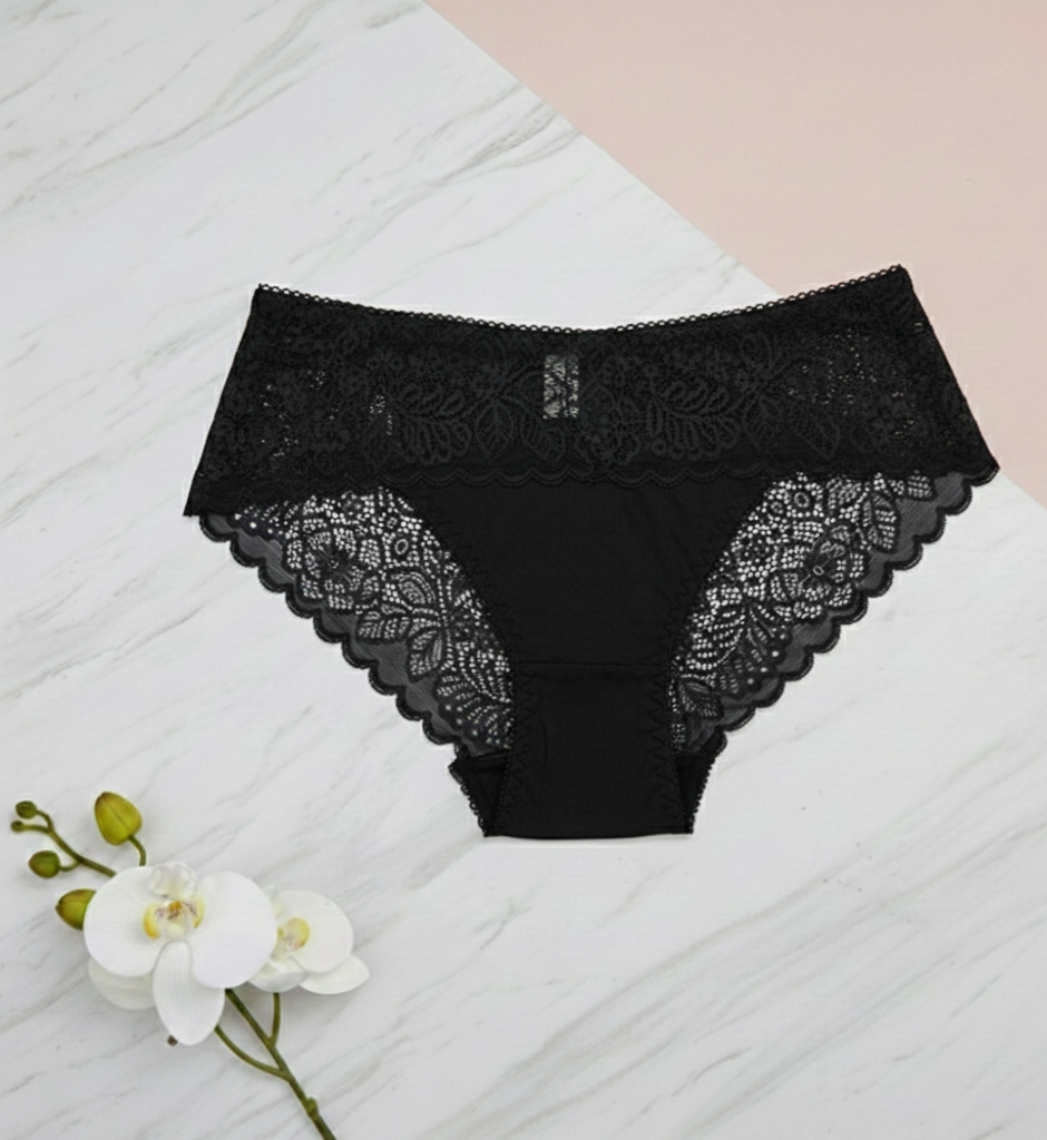 Luxe Floral Lace & Cotton Comfort Mid-Rise Panties