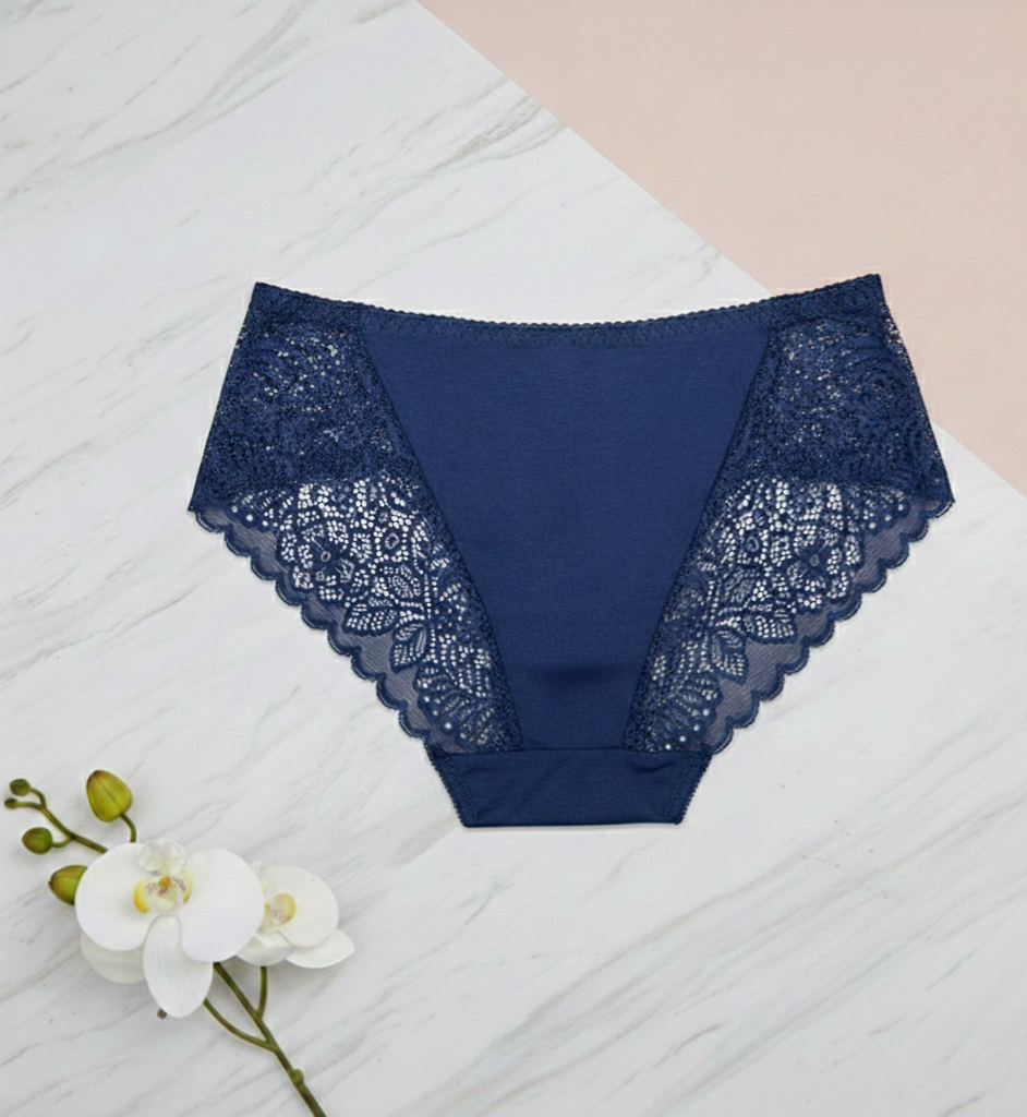 Luxe Floral Lace & Cotton Comfort Mid-Rise Panties