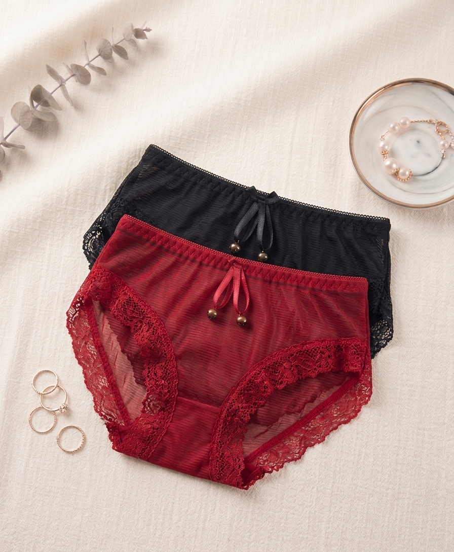 Pack Of 2| Sheer & Lace Comfort Panties