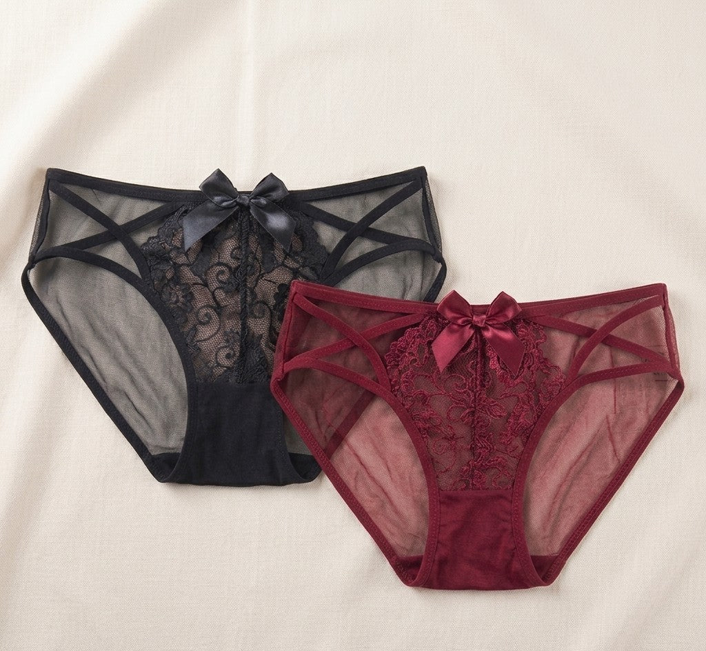 Pack Of 2 | Criss-Cross Strappy Bow Panties