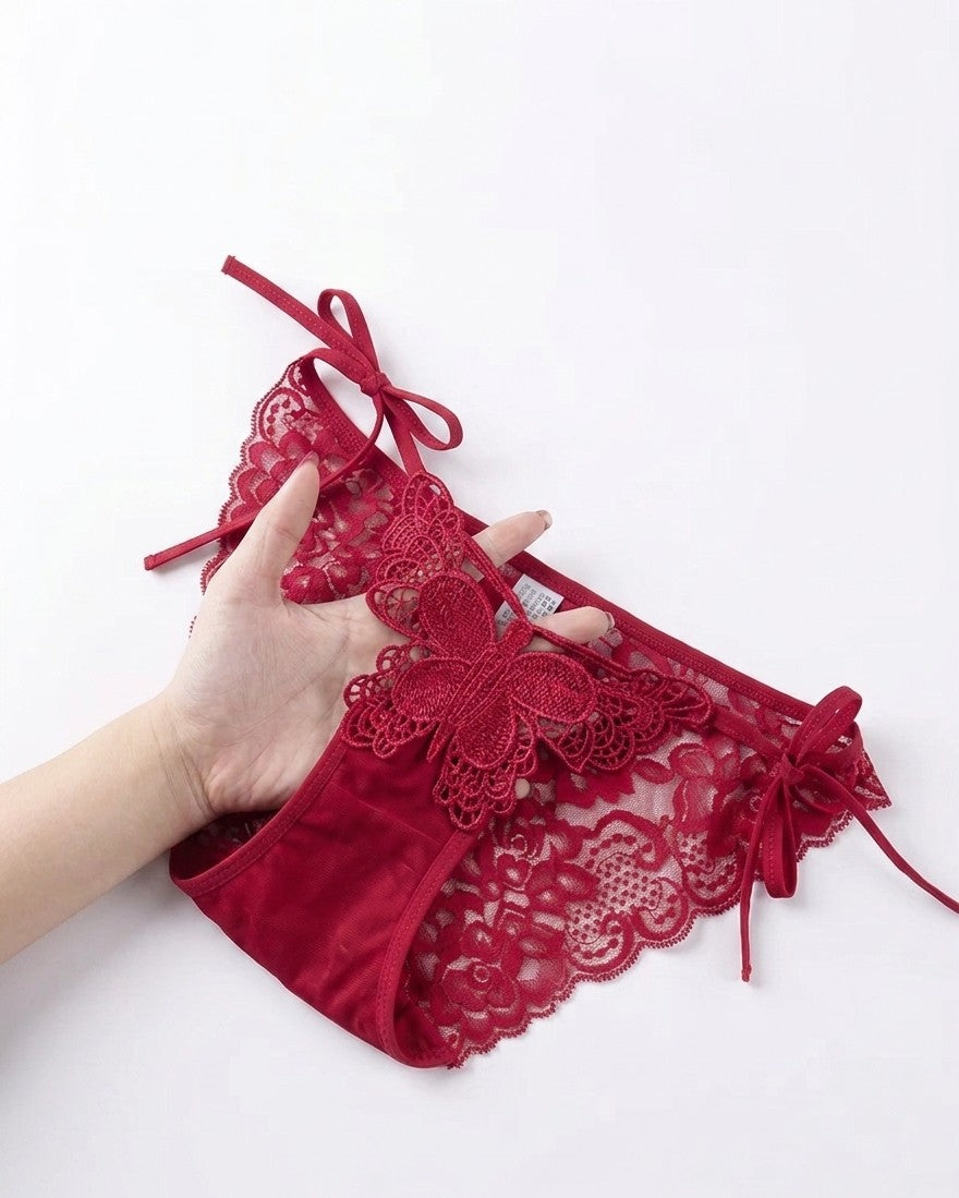 Pack Of 2| Butterfly Embroidered Side-Tie Panties