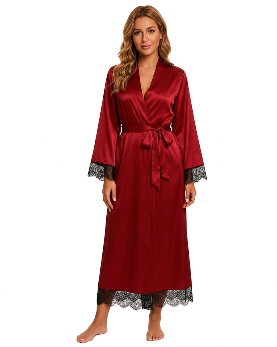 Satin Lace Long Robe