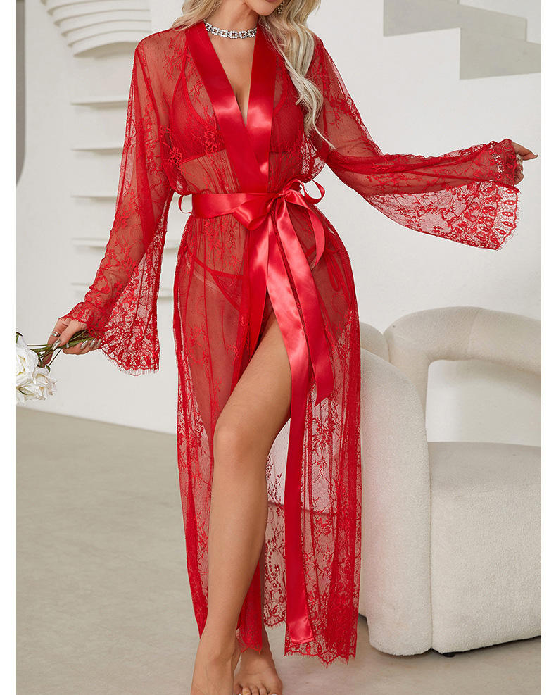Luxury Sheer Lace Long Robe