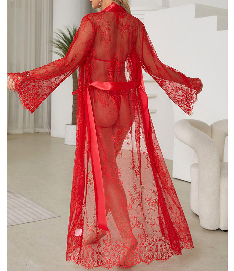 Luxury Sheer Lace Long Robe