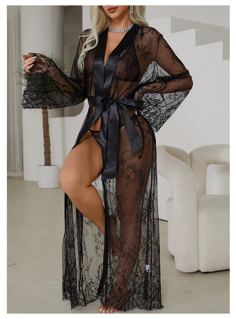 Luxury Sheer Lace Long Robe