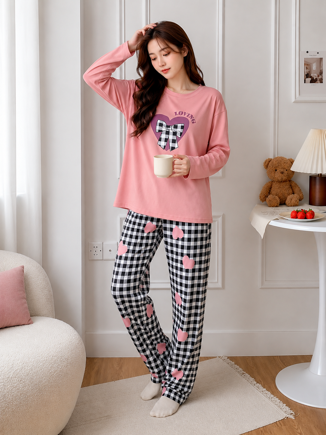 WearEase Loving Hearts Pajama Set