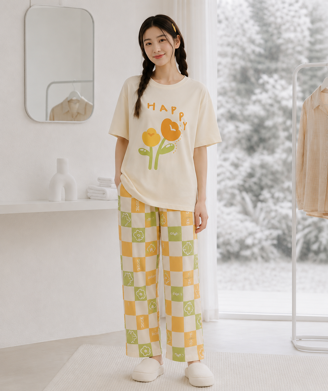 WearEase "Sunny Bloom" Pajama Set