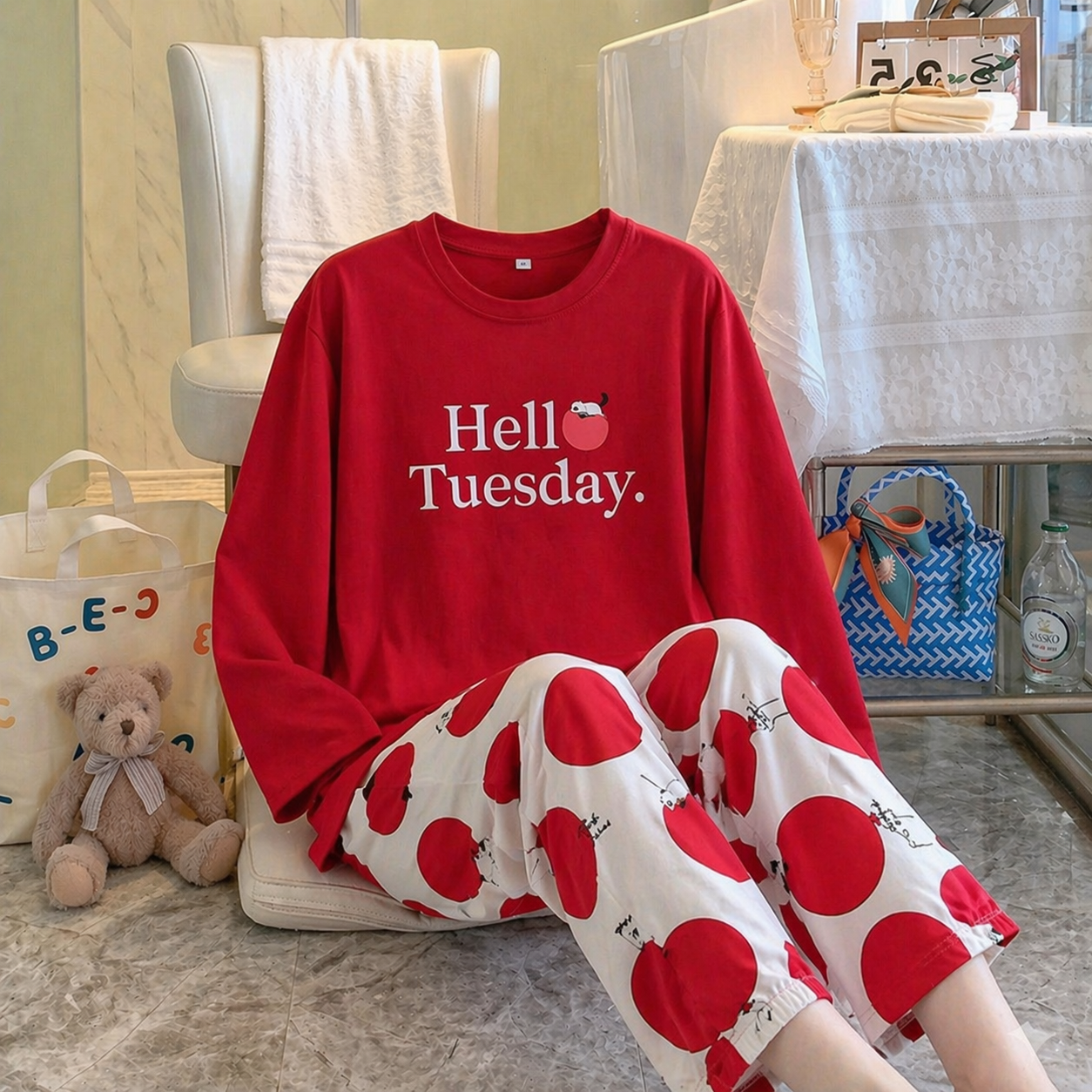 Wear Ease "Hello Tuesday" Pajama Set