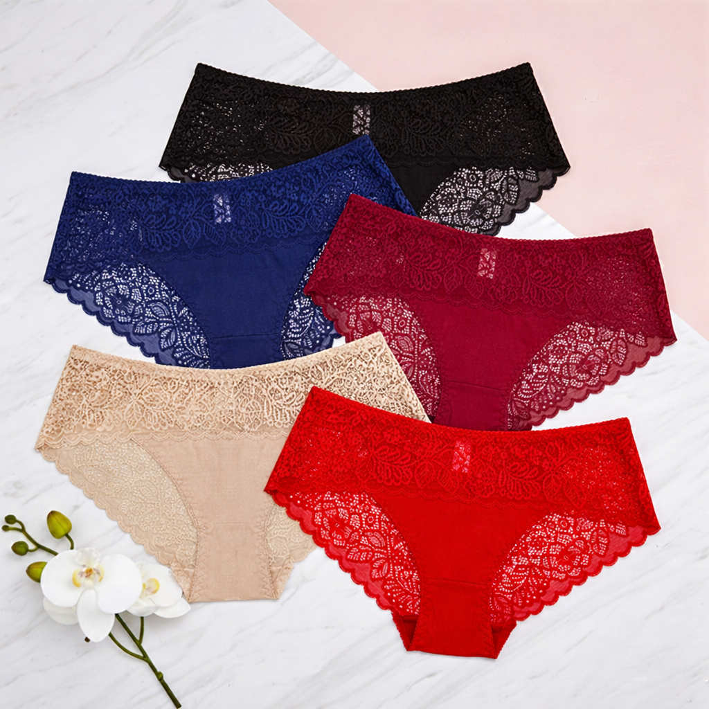 Luxe Floral Lace & Cotton Comfort Mid-Rise Panties