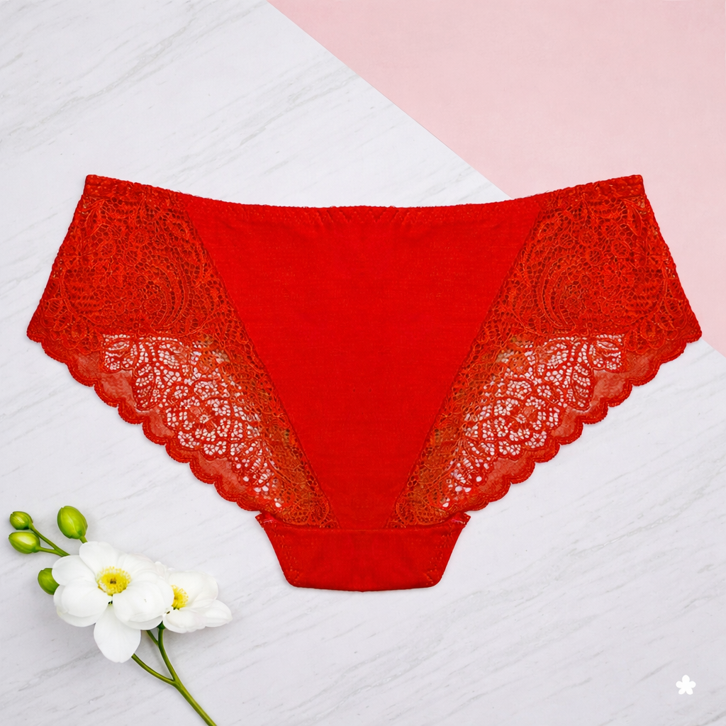 Luxe Floral Lace & Cotton Comfort Mid-Rise Panties
