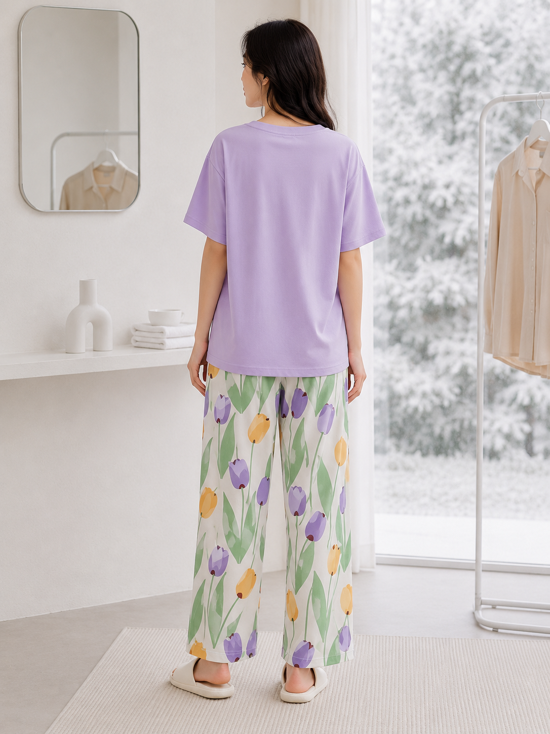 WearEase Lavender Bunny Pajama Set