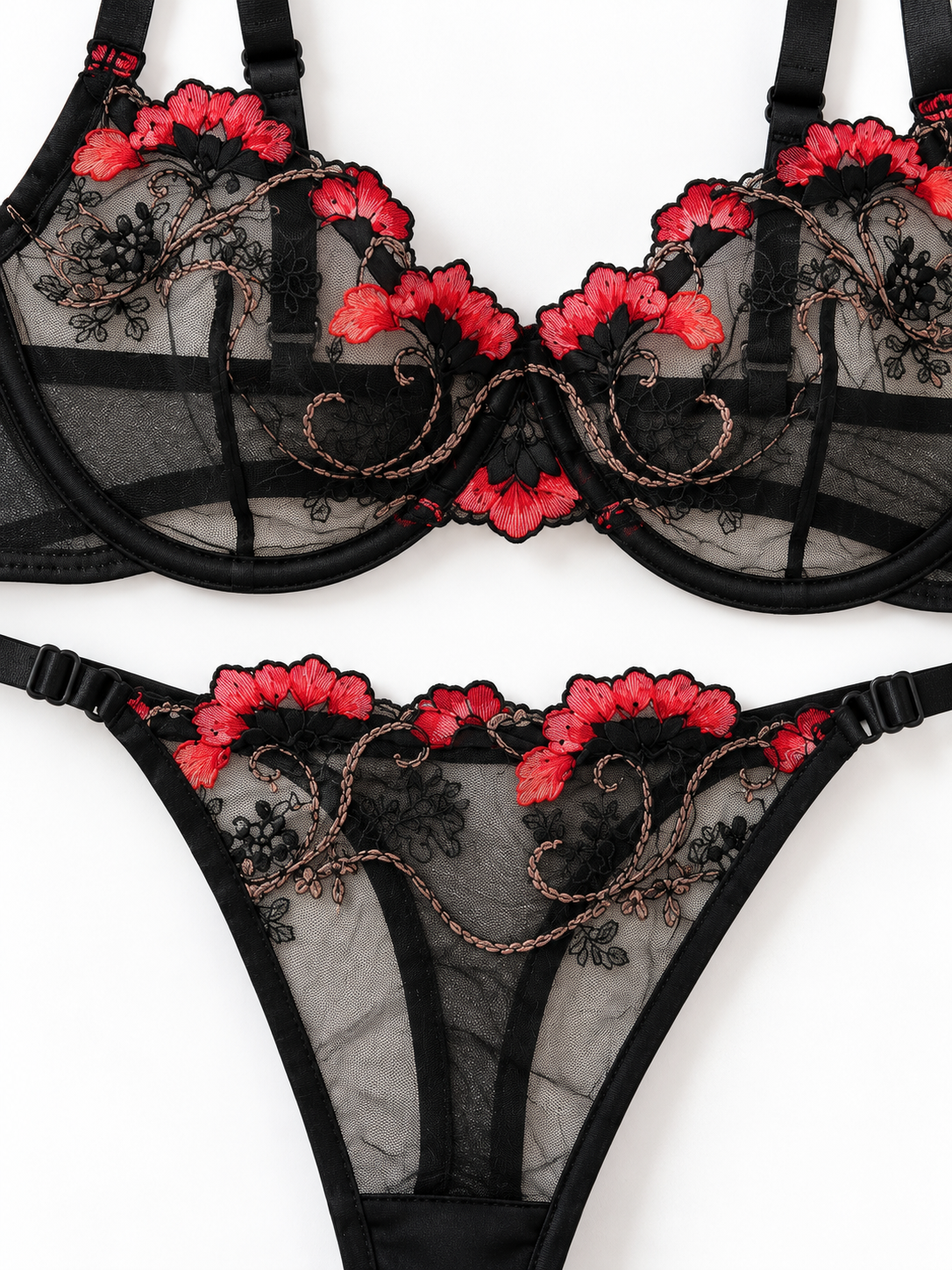 Rose Noir -  Non Padded Bra Set