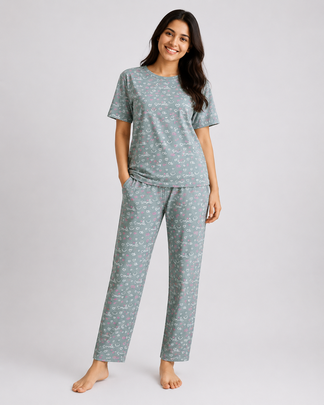 Smile Breeze – Sage Mist Cotton PJ Set