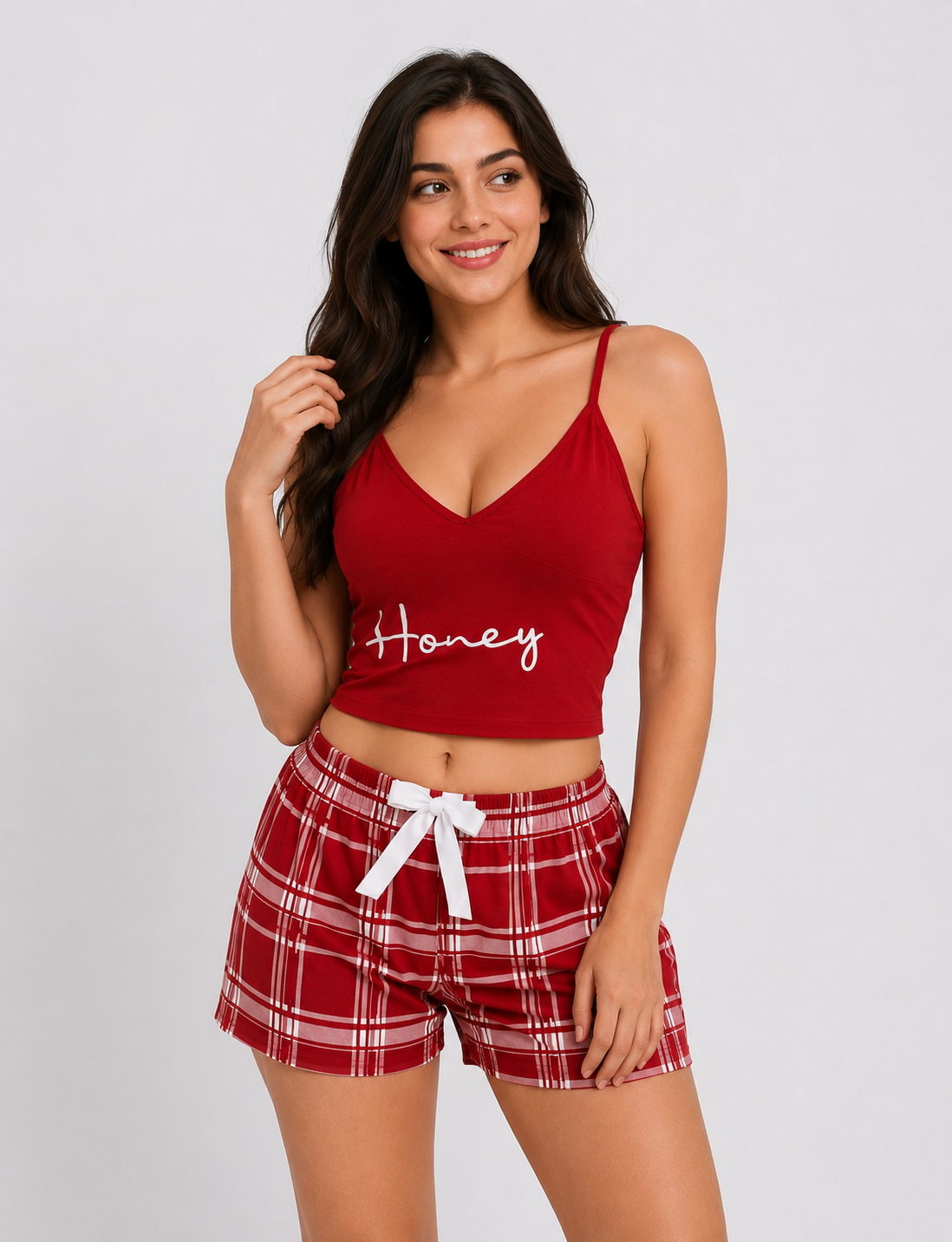 Honey Plaid Cami & Shorts Pajama Set
