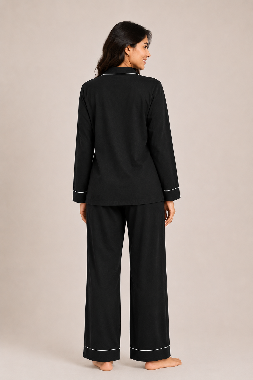 Linen Pajama Suit-Black Pearl