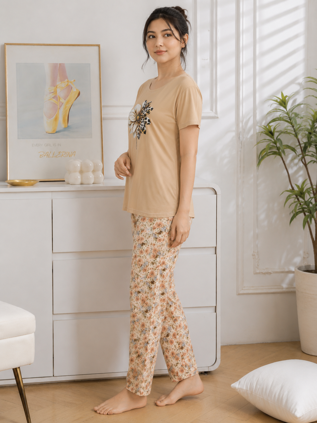 Golden Bloom — Cotton PJs Set