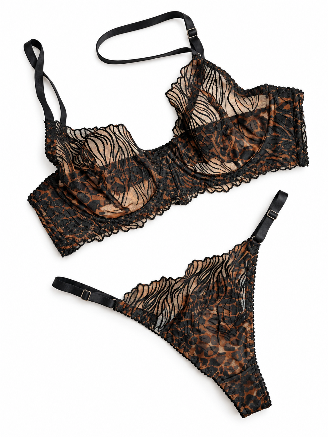 Wild Lace Leopard Print - Non Padded Bra Set