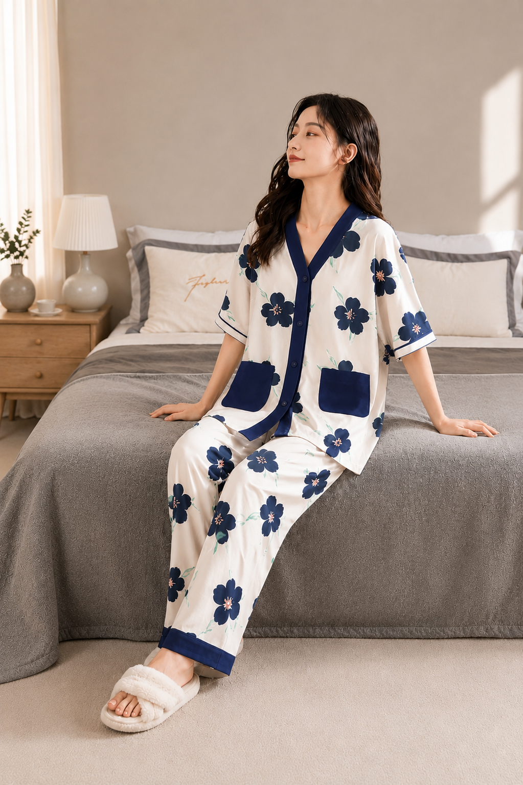 Liora Floral Cotton Button-Down PJ Set