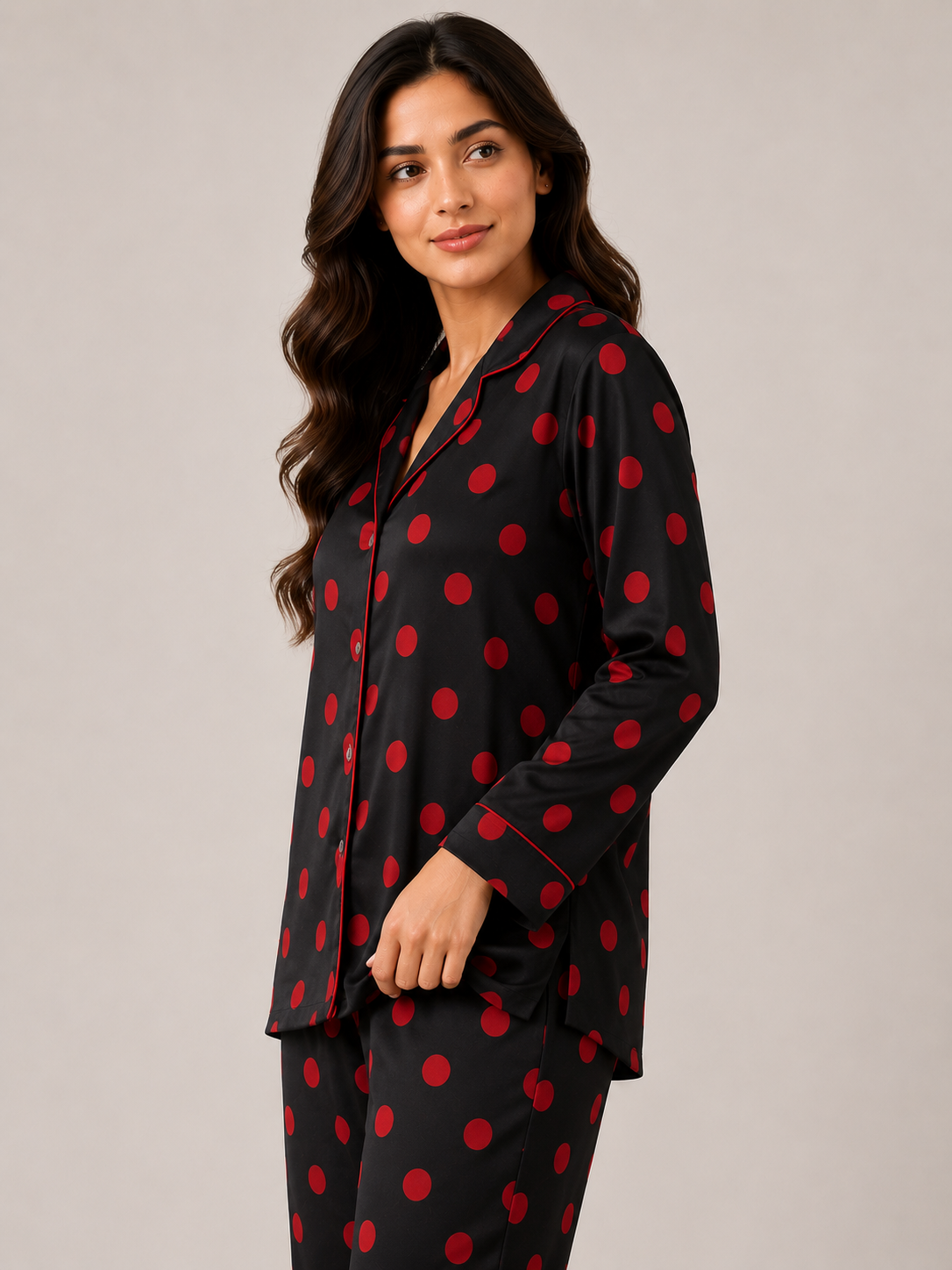 Ruby Dots – Linen PJ Set