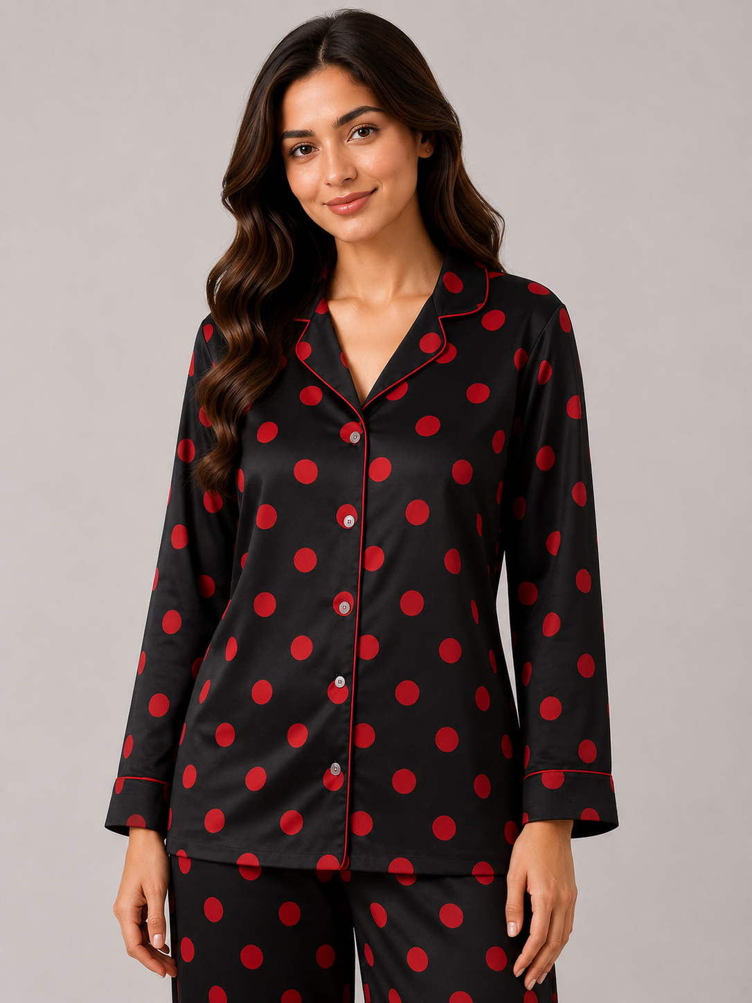 Ruby Dots – Linen PJ Set