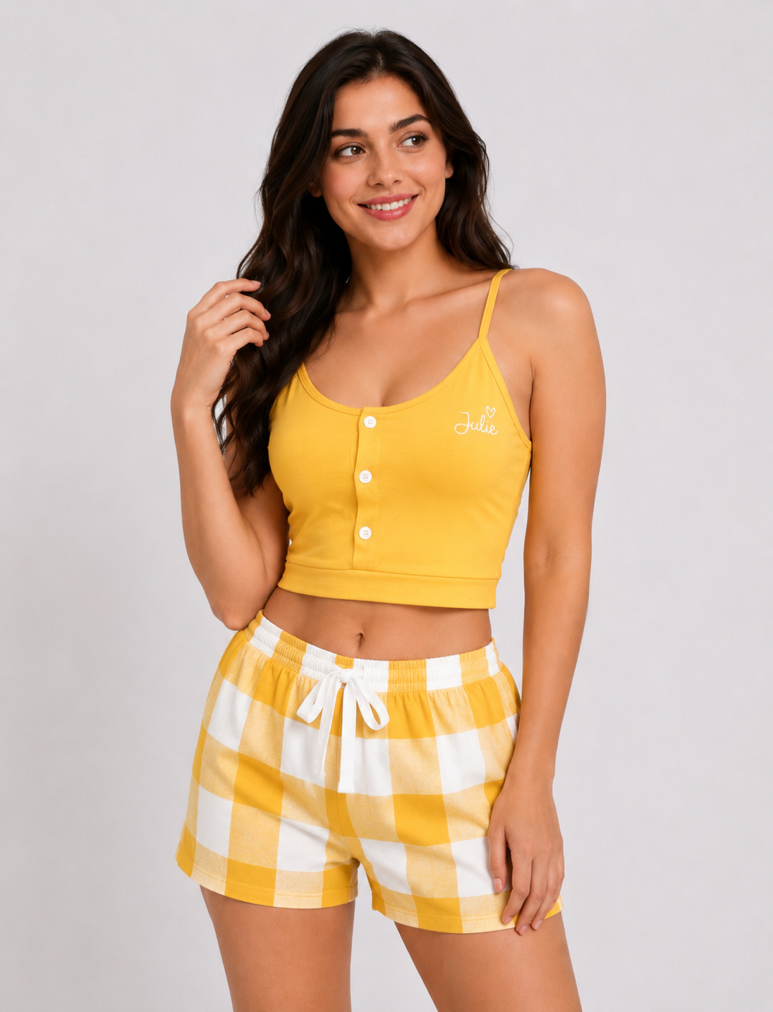 Sunny Bliss Cami & Plaid Shorts Pajama Set