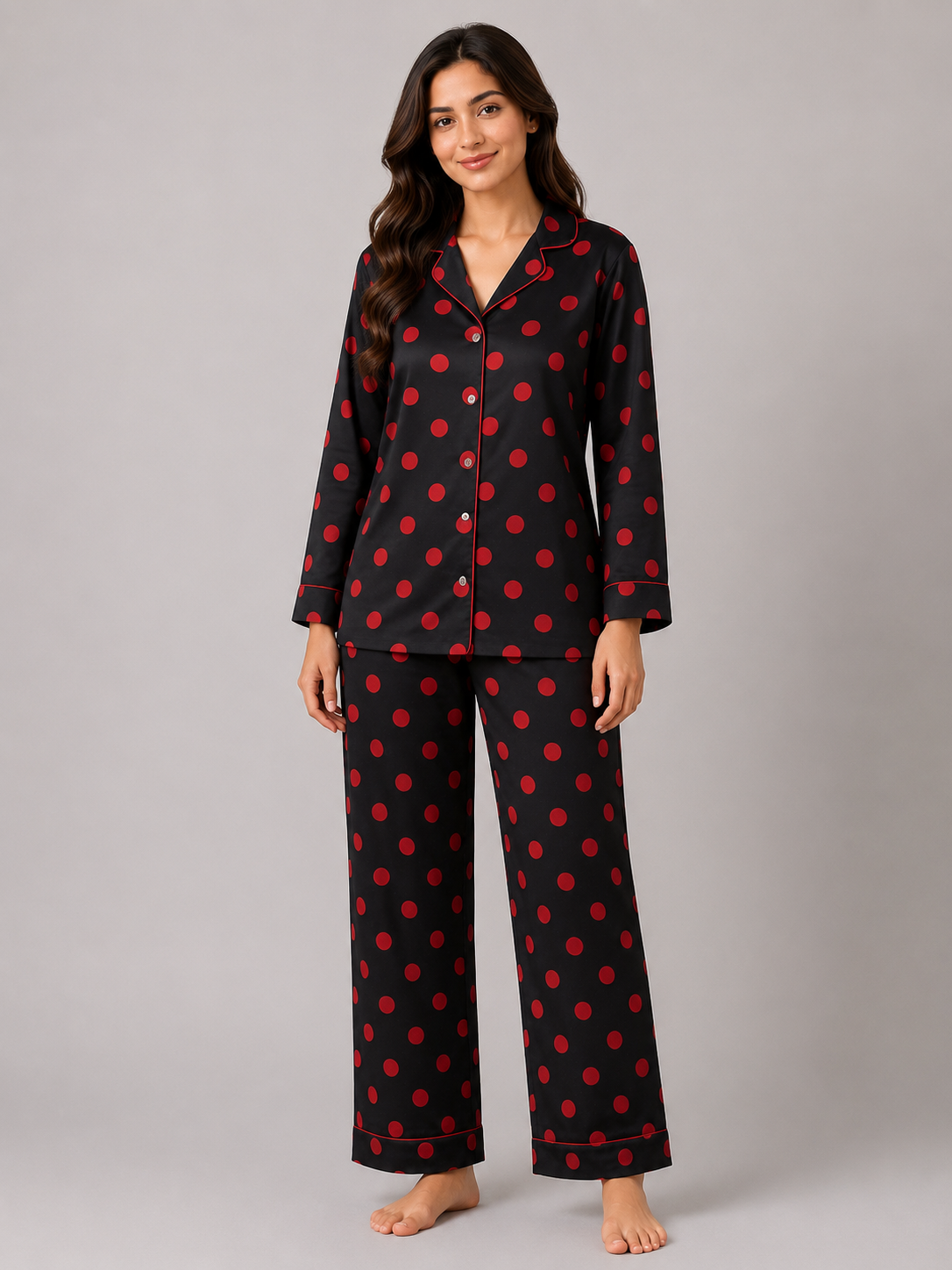 Ruby Dots – Linen PJ Set