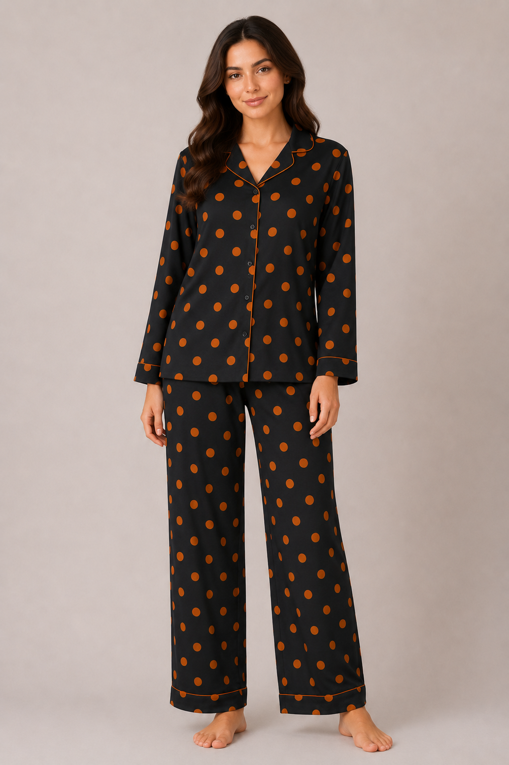 Mocha Dots – Linen PJ Set