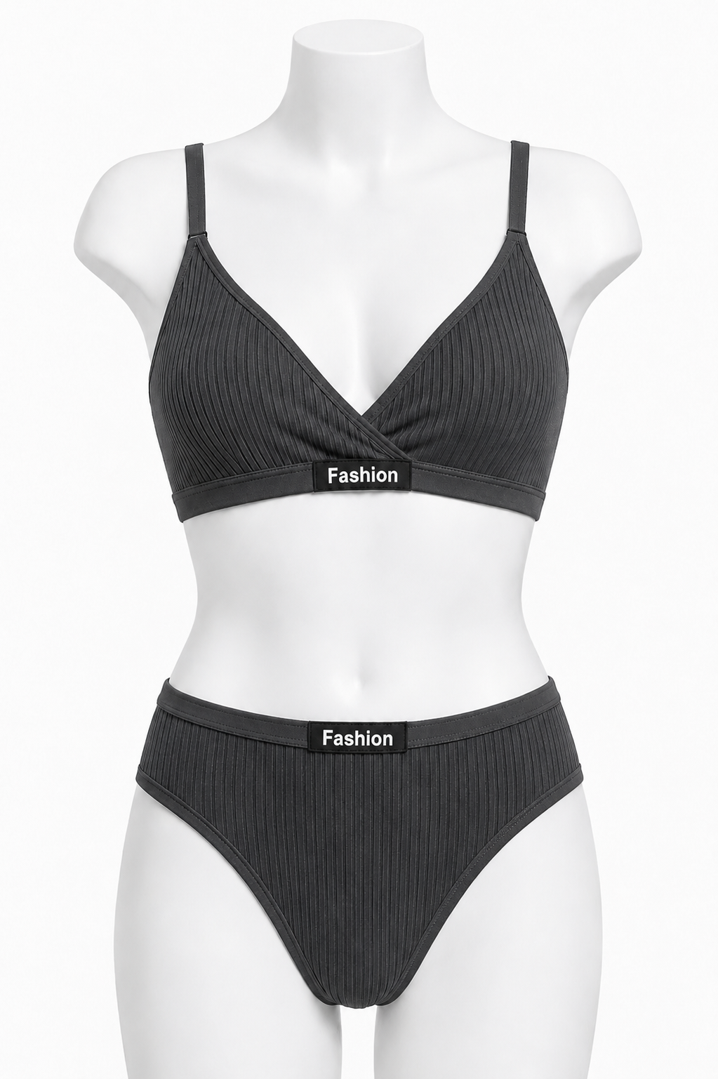Curve Ease Ribbed Bra Set – Single Padded