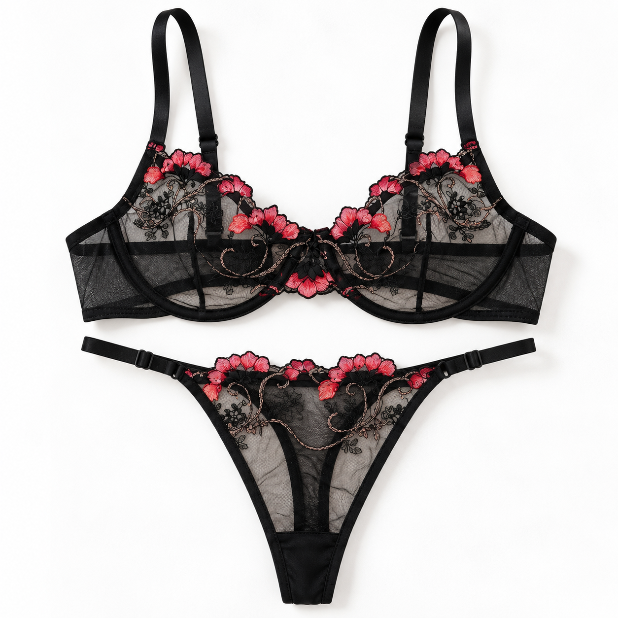 Rose Noir -  Non Padded Bra Set