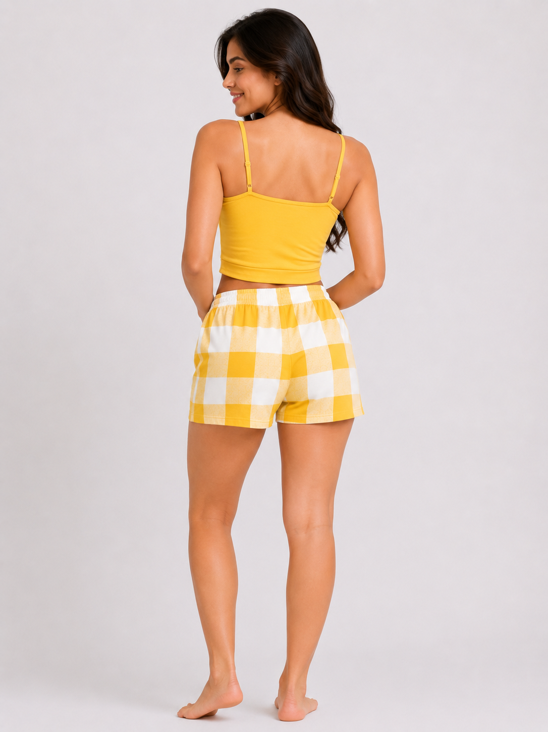 Sunny Bliss Cami & Plaid Shorts Pajama Set