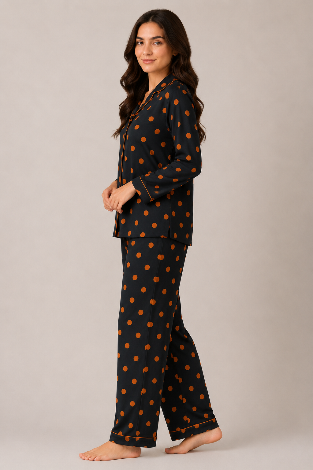 Mocha Dots – Linen PJ Set