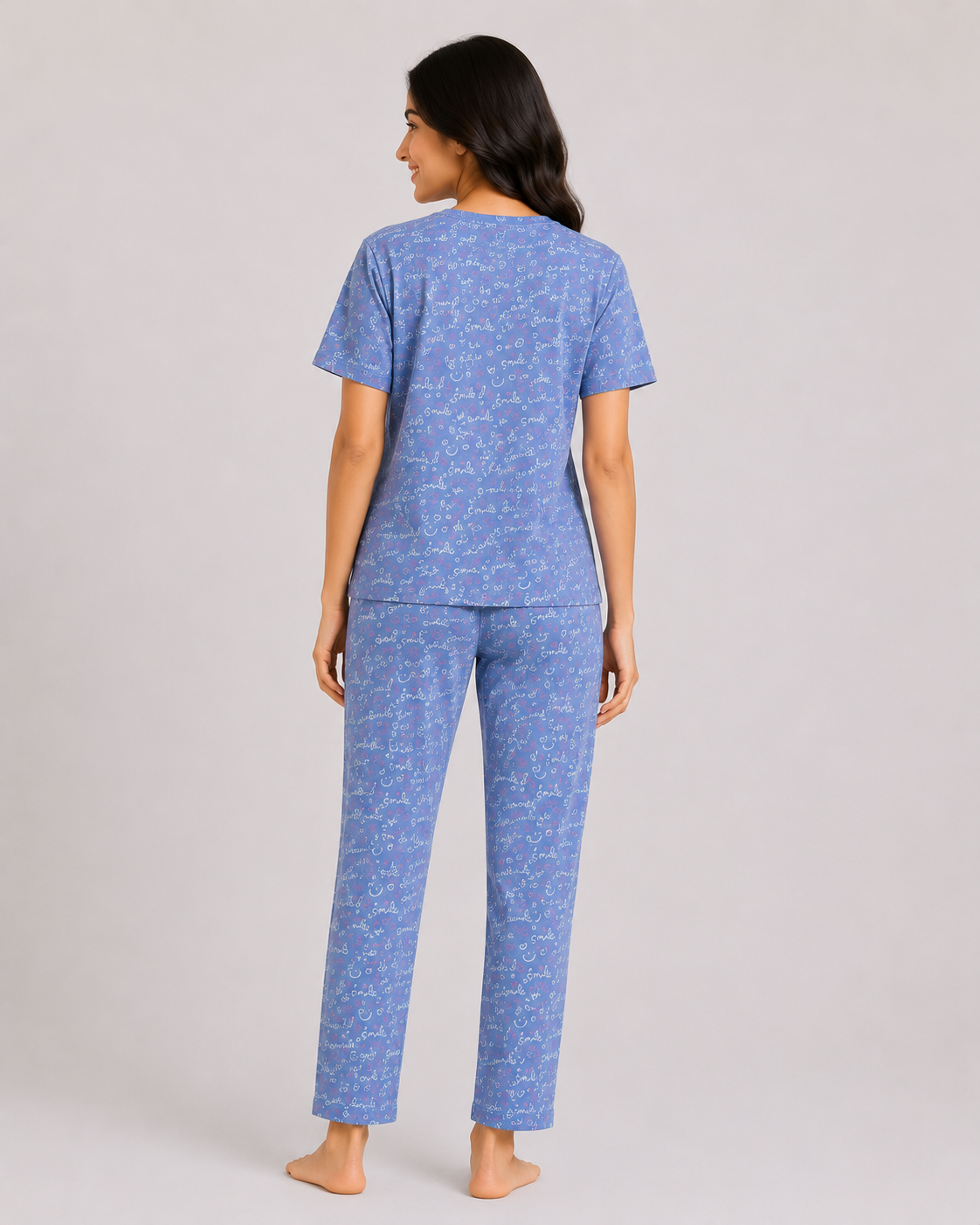 Smile Breeze – Sky Blue Cotton PJ Set